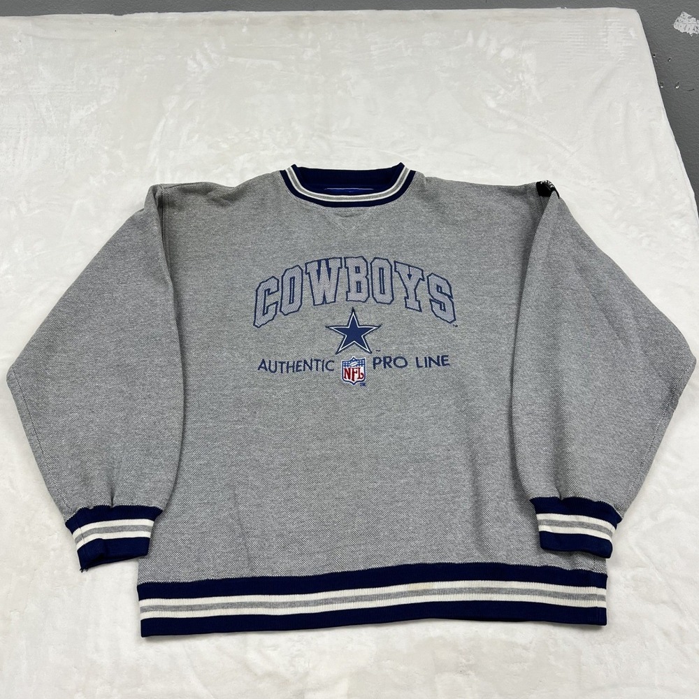 Logo Athletic Sweatshirt Mens Large Gray Dallas Cowboys NFL Pro Line Vintage